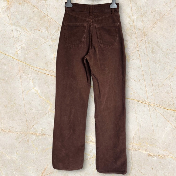 ZARA Women's Brown High Waist Straight Leg Corduroy Pants - Picture 15 of 16